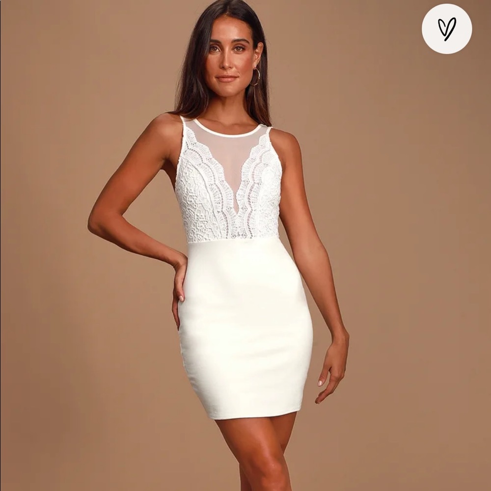 Coquina White lace bodycon dress lulus